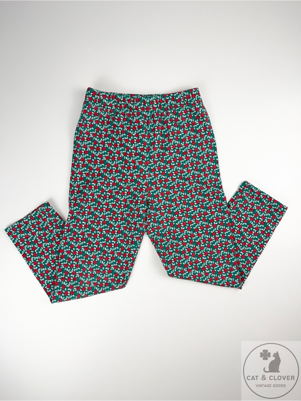 Gymboree 90s Rainbow Tag Rosebuds Floral Girl Red Green Leggings Large